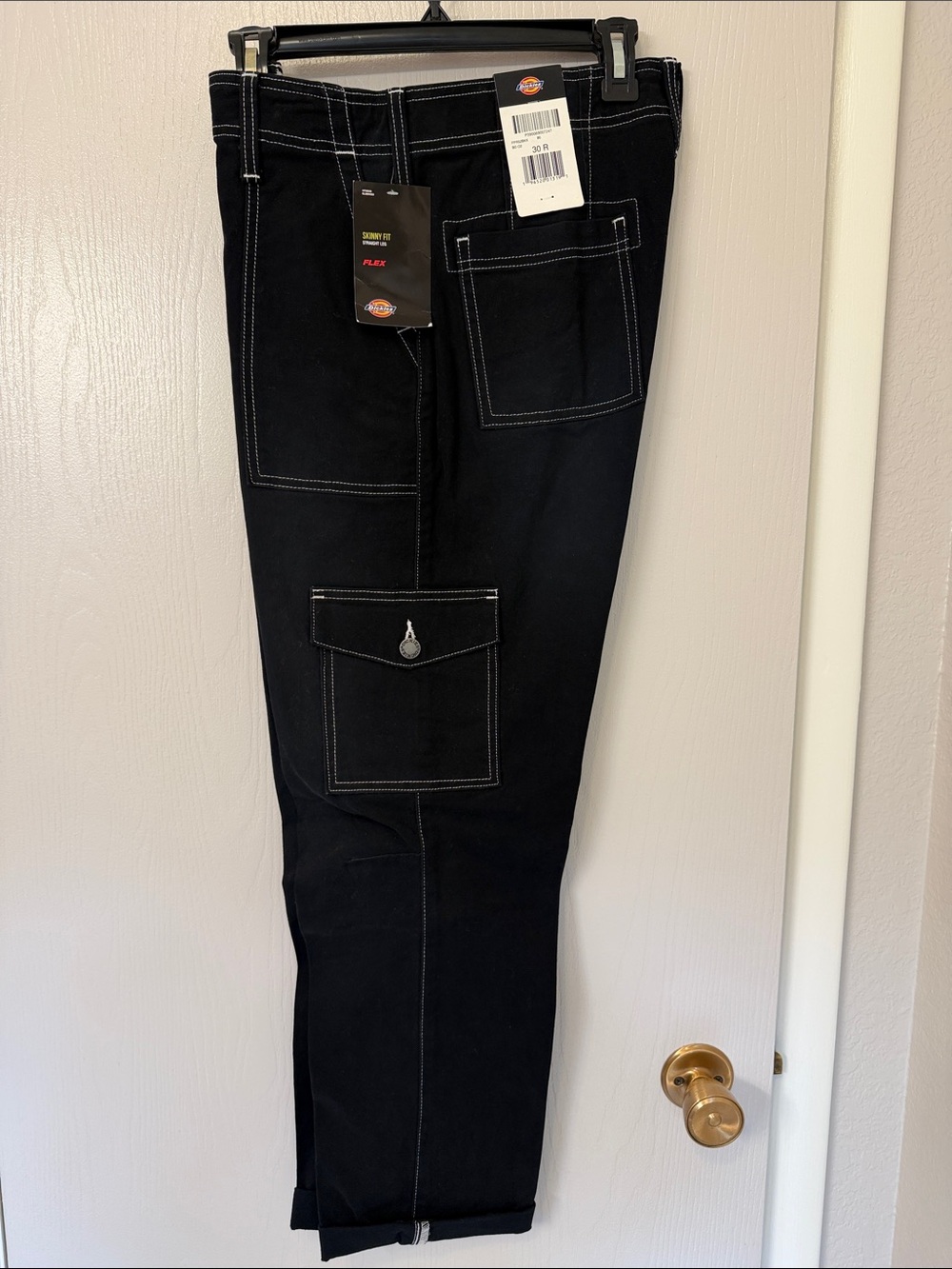 Dickies Black Straight-Leg Work Jeans with Contrast Stitching
